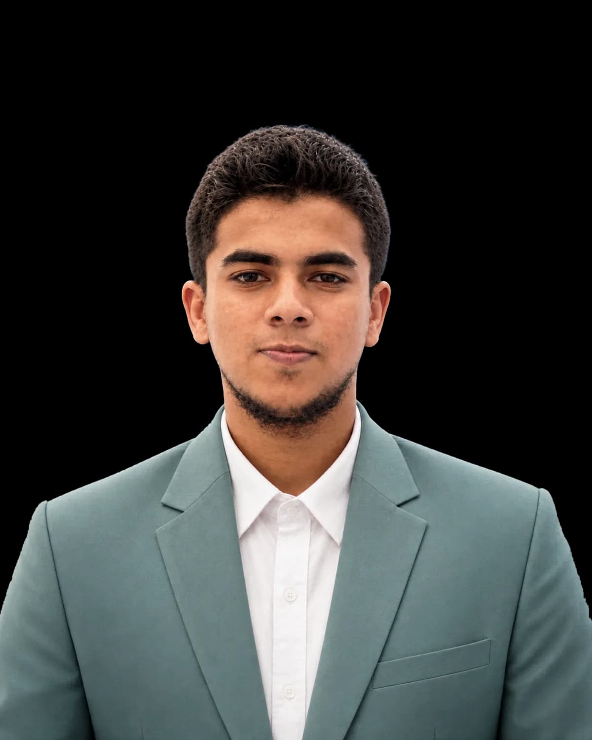Arshed Ahmed, full-stack software engineer, in a sage suit jacket and white shirt